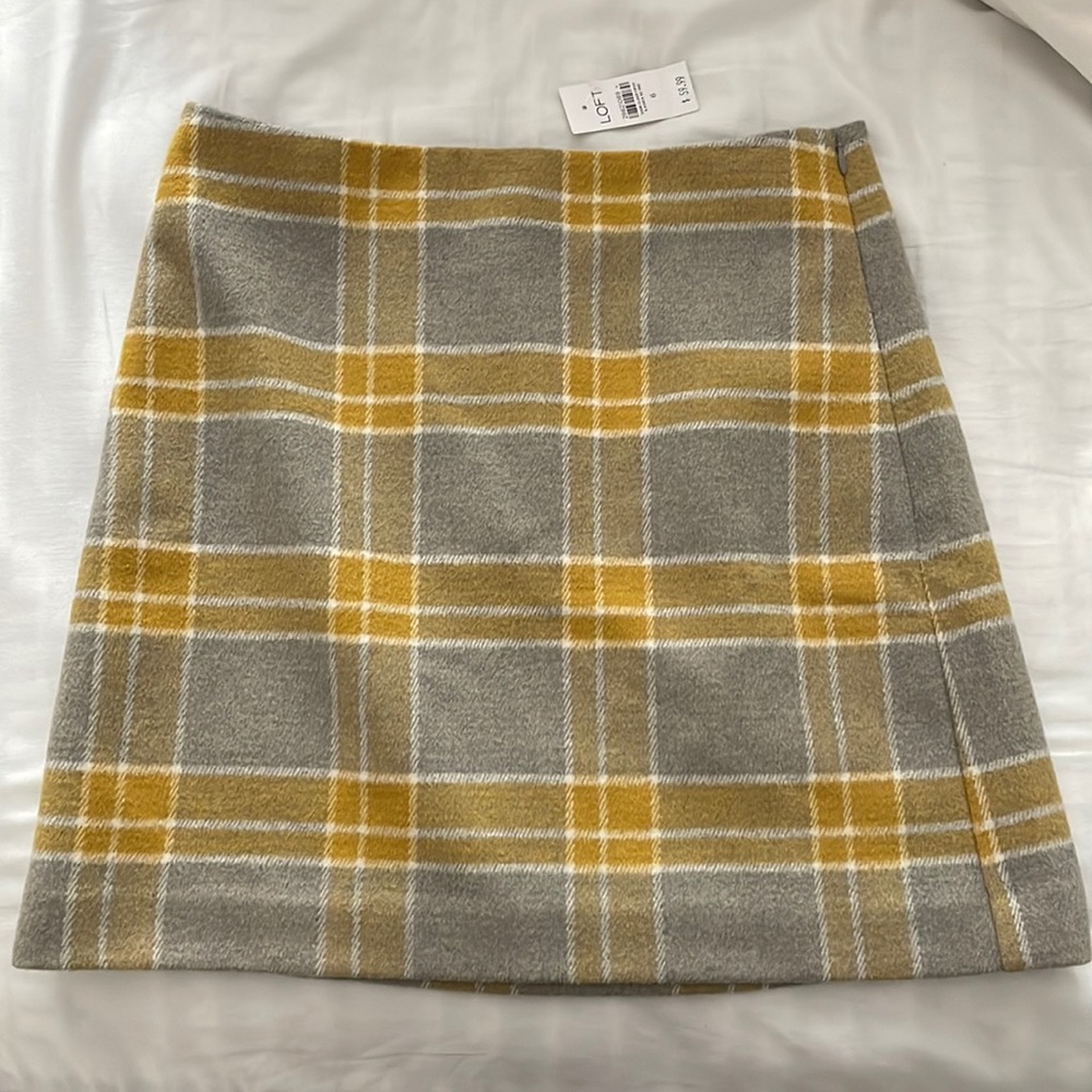 Gray & Yellow Plaid Skirt Sz 6 NWT